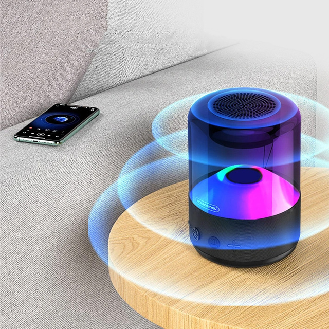 Głośnik bezprzewodowy Somostel Bluetooth BT 5.0 H210 LED RGB AUX TF kolorowy przenośny czarny