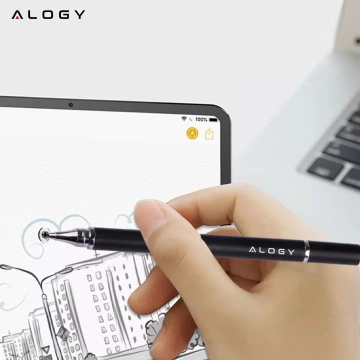 Alogy 2-in-1 kapazitiver Touch-Stift für Telefon-Tablet-Bildschirm mit Stift Schwarz