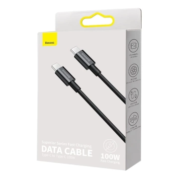 Baseus Superior Kabel USB Typ C - USB Typ C Kabel Schnellladung Quick Charge / Power Delivery / FCP 100W 5A 20V 2m schwarz (CATYS-C01)