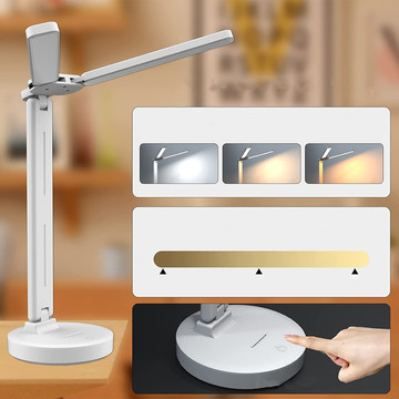 Lampe Alogy Doppel-LED-Schreibtischlampe stehend auf dem Schreibtisch mit Akku Schulzeichner Weiß