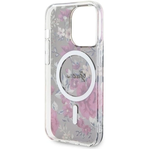 Etui na telefon Guess GUHMP14LHCFWSA do Apple iPhone 14 Pro 6.1" zielony/khaki hardcase Flower MagSafe