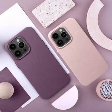 Leder Mag Cover Hülle kompatibel mit MagSafe für Apple iPhone 15 Plus dunkelviolett