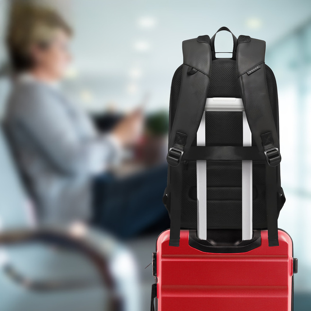 Plecak wodoodporny Bange torba na laptopa 15.6" akcesoria podróżny 48x30x12.5 cm do pracy szkoły samolotu męski damski USB i USB-C Czarny