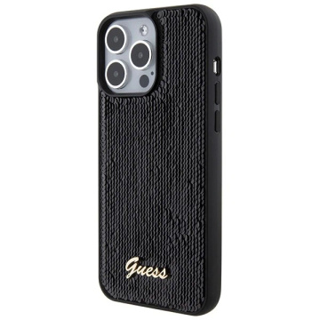 Etui Guess GUHCP15XPSFDGSK für iPhone 15 Pro Max 6,7" czarny/schwarz Hardcase Pailletten Script Metal