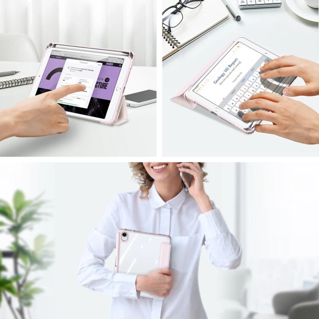 Dux Ducis Toby pancerne etui z klapką Smart Case do iPad mini 2021 z uchwytem na Apple Pencil różowy