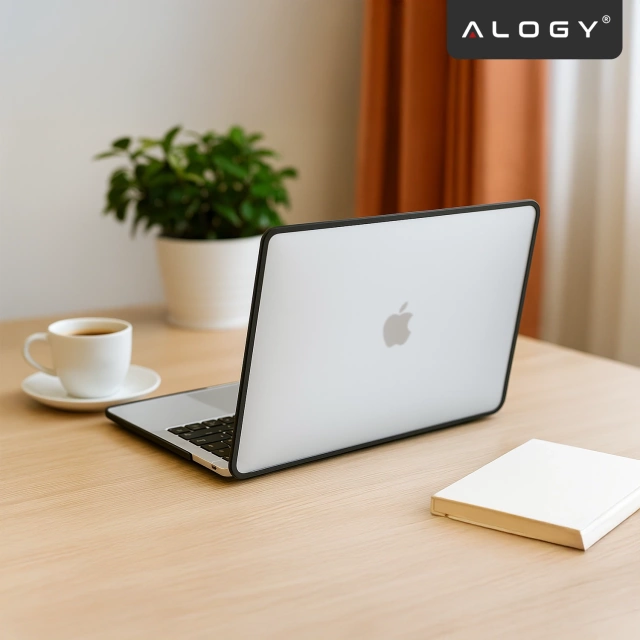 Etui ochronne do Apple Macbook Air 15 M2 2023 / M3 2024 (A2941, A3114) Alogy MatteGuard™ obudowa Matowa Przezroczysta Biel z czarną ramką