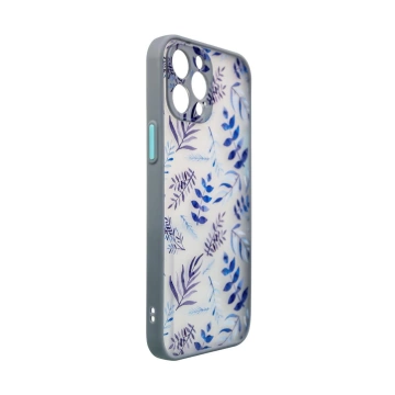 Design Case für iPhone 12 Pro Max, florale Hülle dunkelblau