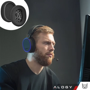 Nauszniki 2x wymienne pady gąbki do słuchawek do STEELSERIES ARCTIS 1 3 5 7 9 PRO Wireless Czarne + urządzenie do demontażu