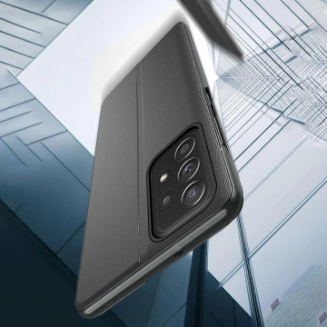 Eco Leather View Case elegante Hülle mit Flipcover und Standfunktion für Samsung Galaxy A73 schwarz