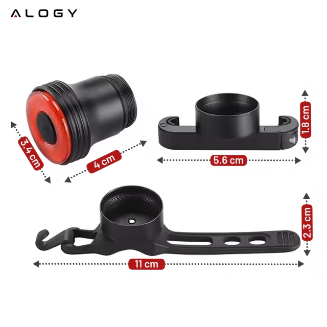 Lampka rowerowa SMART tylna Alogy RedLine R na tył roweru oświetlenie LED światełko światło tylnie czerwona reakcja na hamowanie inteligentna wodoodporna