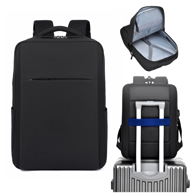 Plecak biznesowy na laptopa 15–16" – wodoodporny, odporny na wstrząsy, z kieszenią na butelkę i paskiem na walizkę – Alogy UrbanPack Pro™ Czarny