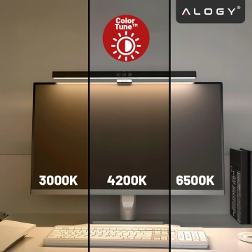 Lampka LED na monitor na szerokie biurko – regulowana barwa i jasność, dotykowe sterowanie, szeroki strumień światła, antyodblaskowa konstrukcja – Alogy ProView™