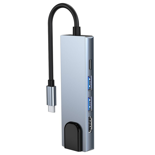 Hub adapter USB V3-HUB 5w1 USB-C Grey