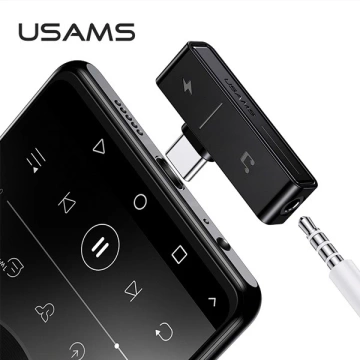 USAMS Adapter AU12 2w1 USB-C 3,5mm Czarny/Schwarz SJ386TC01 (US-SJ386)