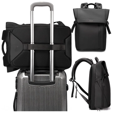 Bange wasserdichter Rucksack für 15,6-Zoll-Laptop, Stadtreisender, 45 x 30 x 16 cm, für Arbeit, Flugzeug, Herren, Damen, mit USB-Anschluss Schwarz