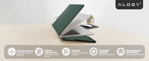 Schutzhülle für Apple MacBook Air 13" / 13,3" (2018–2021) (M1 A2337/A2179/A1932) – Flexible, matte Schutzhülle, leicht und widerstandsfähig – Alogy AirGuard™ Grün