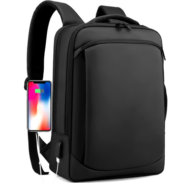 Rucksack Laptoptasche 15,6 Zoll Herren Damen Großer USB-Flugzeugkoffer Unisex 42x30x10cm Alogy Wasserdicht Schwarz