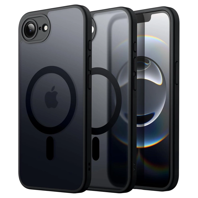 Etui do Apple iPhone 16e obudowa ochronna na telefon Alogy Matte HybridMag™️ Case do MagSafe Matowe Antypoślizgowe Wzmocnione Narożniki Czarne + Szkło Hartowane