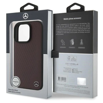 Etui Mercedes für iPhone 16 Pro Max 6,9" Czerwony MagSafe Hardcase MB Wood Kunstleder
