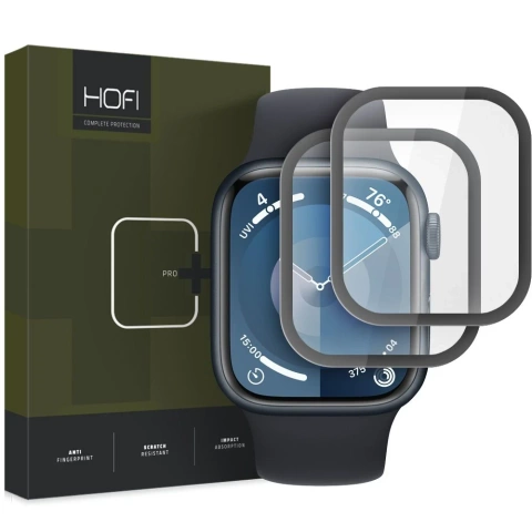 Hofi Hybrid Pro 2er-Pack Hybridglas für Apple Watch 7 / 8 / 9 (45 mm) Schwarz