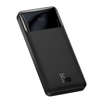 Powerbank mit Display Baseus Bipow 10000mAh 15W schwarz (Overseas Edition) USB-A - Micro USB Kabel 0,25m schwarz (PPBD050001)