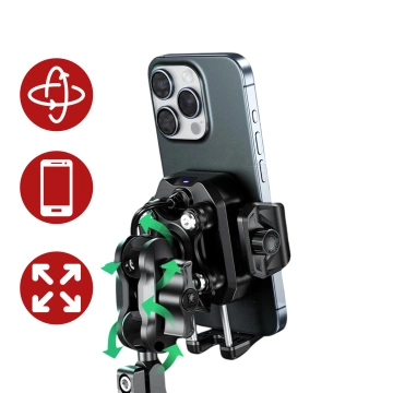 KEWIG M11B Motorradhalterung für Telefon mit QC 3.0 15W Qi-Ladegerät Schwarz