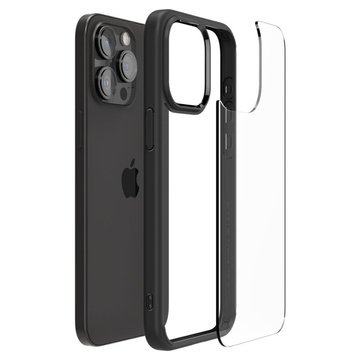 Hülle für iPhone 15 Pro Max Spigen Ultra Hybrid Case, Rückseite, mattschwarzes Glas