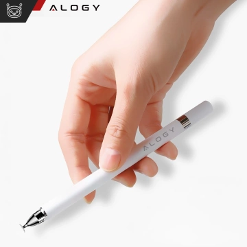 Alogy 2-in-1 kapazitiver Touch-Stift für den Bildschirm eines Telefon-Tablets mit einem Stift Weiß