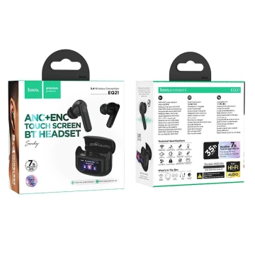 Słuchawki Hoco EQ21 ANC ENC TWS Czarne z Ekranem Dotykowym LED