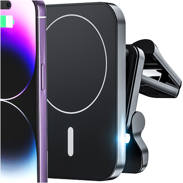 Uchwyt samochodowy z ładowarka Qi do MagSafe Alogy na kratkę do kratki 15W Czarny