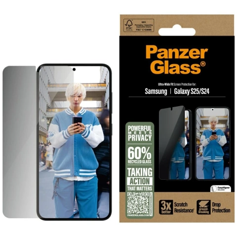 Gehärtetes Glas für Samsung Galaxy S25 PanzerGlass Ultra-Wide Fit Privacy
