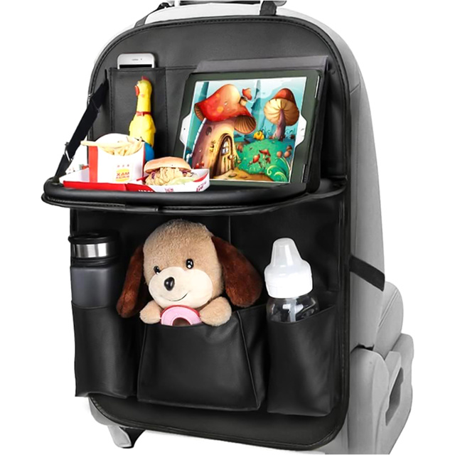 Organizer + 2 Uchwyty do samochodu auta podróżny stolik ochraniacz na fotel samochodowy tył oparcie siedzenie Alogy Czarny