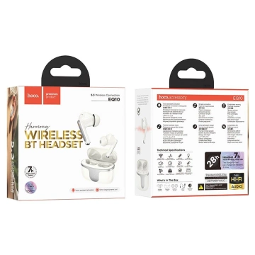 HOCO EQ10 TWS Kabellose Bluetooth-Kopfhörer – Milchweiß mit Ladeetui