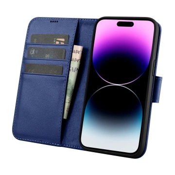 iCarerWallet Case 2in1 Handyhülle für iPhone 14 Pro Max Anti-RFID Flip Leather Cover