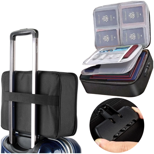 Walizka torba podróżna etui organizer na dokumenty Alogy Bag for Documents with Number Lock - 37x26x11cm Czarna