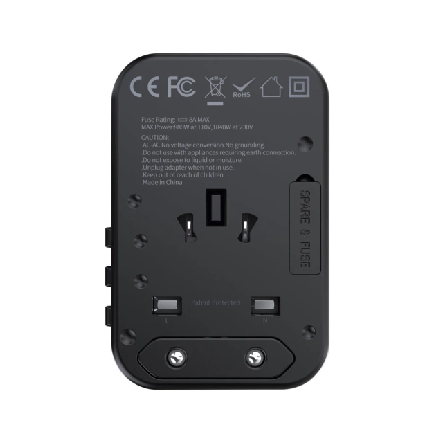 Choetech szybka uniwersalna ładowarka sieciowa podróżna GaN 2 x USB Typ C / USB 65W Power Delivery czarny (PD5009-BK)