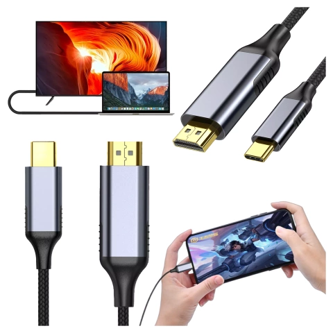 USB-C-zu-HDMI-Kabel Alogy HUB-Adapter 4K 60 Hz 200 cm 2 m Schwarz