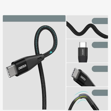 Choetech Kabel USB Type C Kabel - USB Type C Power Delivery 60W 2m schwarz (XCC-1004-BK)