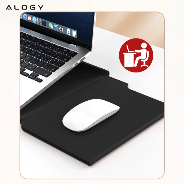Torba na laptopa Alogy FlexCase Pro wielofunkcyjna rozkładana z podstawką i podkładką na myszkę do Macbooka 15 / 15.6 / 16.1" Czarna