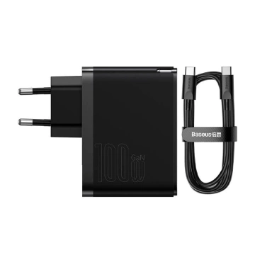 Baseus GaN5 Pro Wandladegerät, USB-C USB, 100-W-Kabel (schwarz)