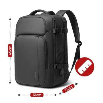 Bange wasserdichter Rucksack für 15,6-Zoll-Laptop, Stadtreisender, 45 x 30 x 16 cm, für Arbeit, Flugzeug, Herren, Damen, mit USB-Anschluss Schwarz