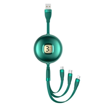 USAMS Kabel U69 3w1 1m zielony/green (lightning/microUSB/USB-C)