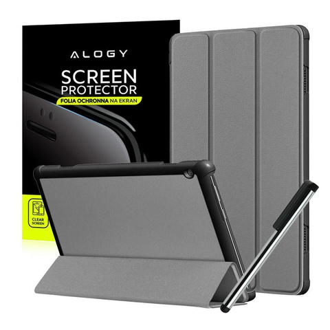 Etui Alogy Book Cover do Lenovo Tab M10 10.1 TB-X605 Szare + FOLIA + RYSIK