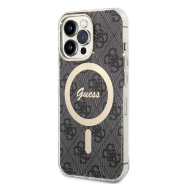 Zestaw Guess GUBPP13LH4EACSK Case+ Charger iPhone 13 Pro czarny/black hard case 4G MagSafe Print 