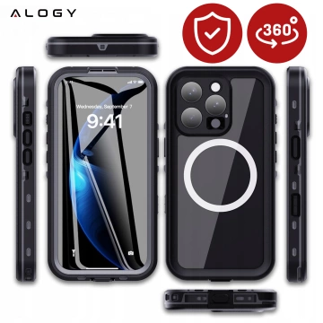 Alogy HydroArmor™ IP68 wasserdichte Hülle mit transparenter Rückseite, 360-Grad-Panzerabdeckung für MagSafe für Apple iPhone 16 Pro