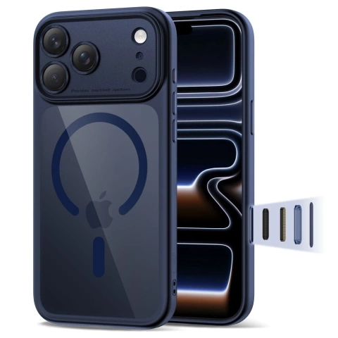 Etui Ochronne do iPhone 17 Pro Max Tech-Protect MagPeak MagSafe CC Deep Blue/Clear