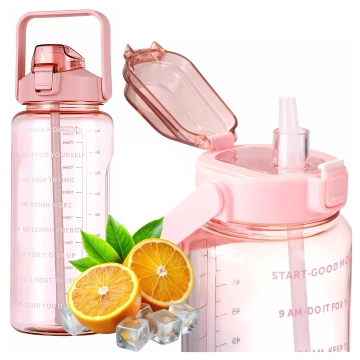 Große Flasche, Trinkflasche Alogy MotivHydro Motivational Messbecher 2l 2000ml Pink