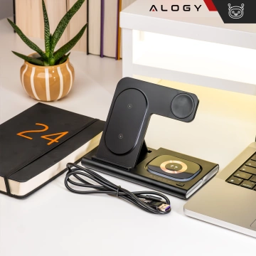 Kabelloses Ladegerät für Samsung: 3-in-1 kabellose Ladestation für Samsung Galaxy Watch 7/6/5/4/3 Pro Classic, Galaxy Buds für S24 Ultra, S23, S22, S21, S20, Note 20/10, Z Fold