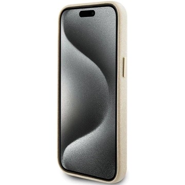 Etui Guess GUHCP15SPGMCSD do iPhone 15 6.1" złoty/light gold hardcase Glitter Glossy Script
