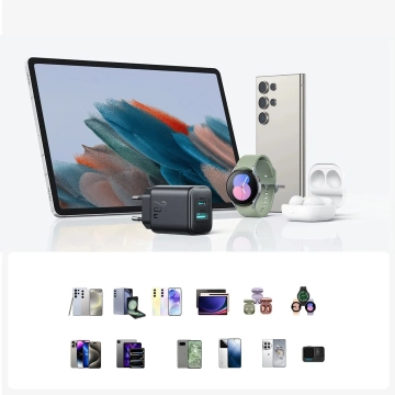 Joyroom Netzwerkladegerät USB-C / USB-A 25W SFC / PPS / PD - Schwarz